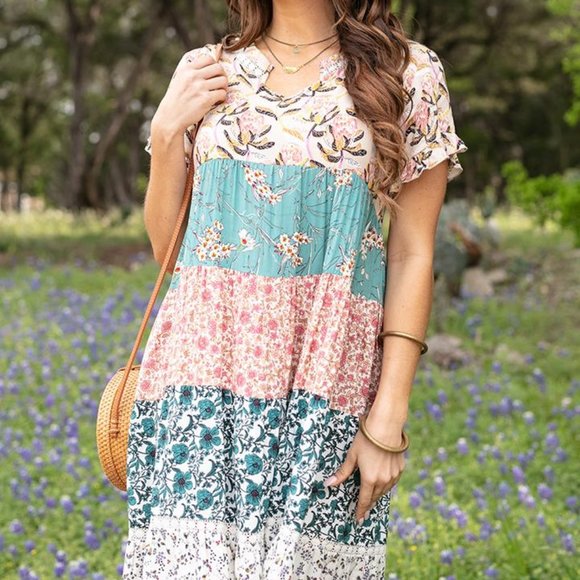 NWT Grace & Lace Patchwork Peasant Tunic Dress - Picture 5 of 8